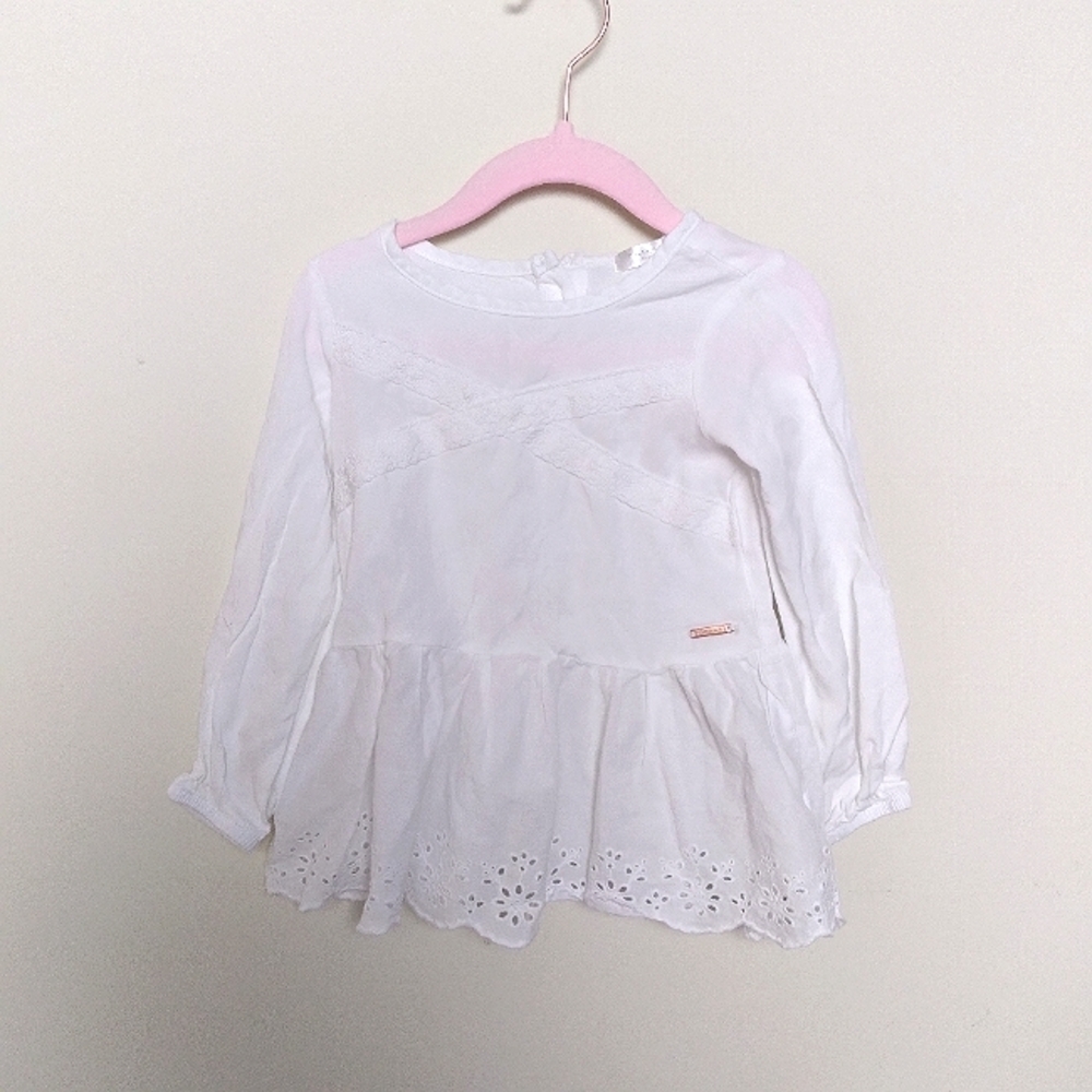 Tahari Girl White Eyelet Lace Long Sleeve Dress Size 3T